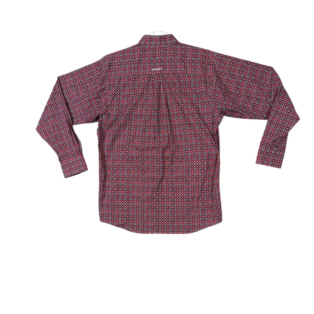 Ariat Pro Series Mens Red Southwestern Diamond Print Stretch Western Shirt S